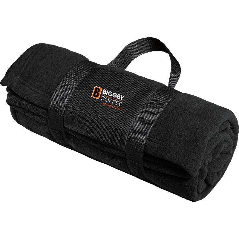 Biggby Coffee Hockey Club Fleece Blanket with Carrying Strap