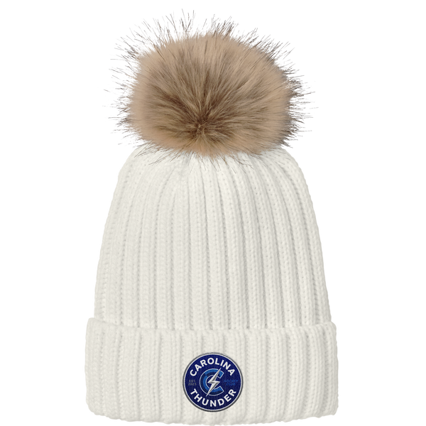 Carolina Thunder Faux Fur Pom Beanie