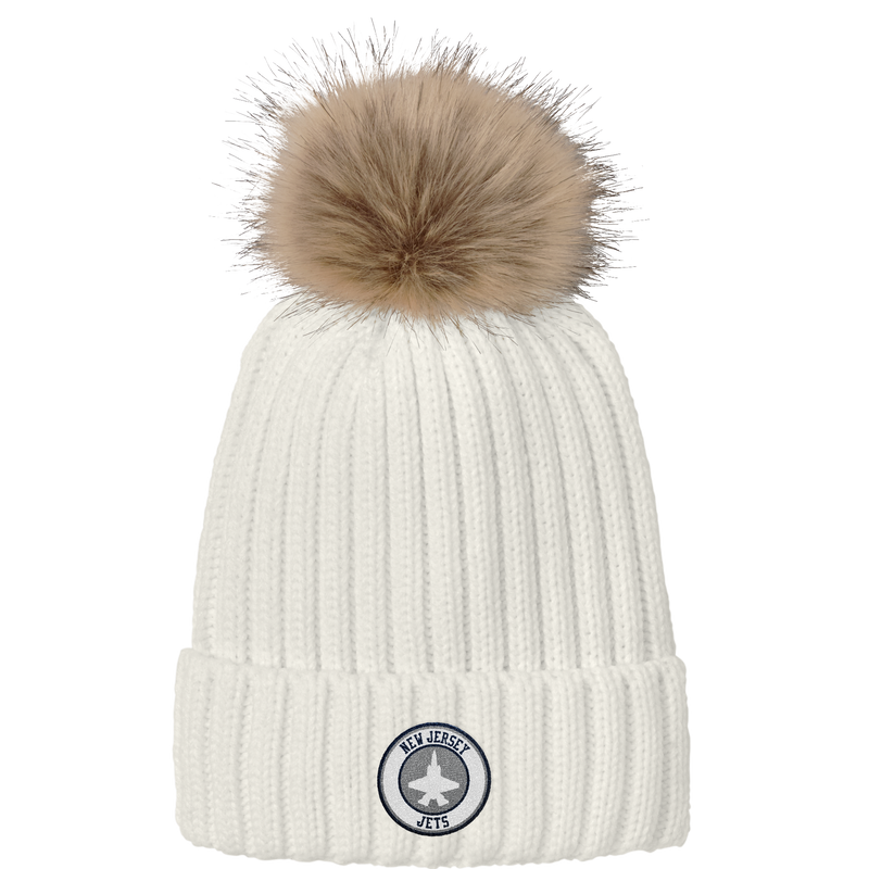 NJ Jets Faux Fur Pom Beanie