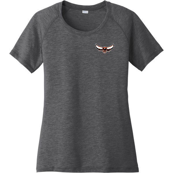 Orange County West Ladies PosiCharge Tri-Blend Wicking Scoop Neck Raglan Tee